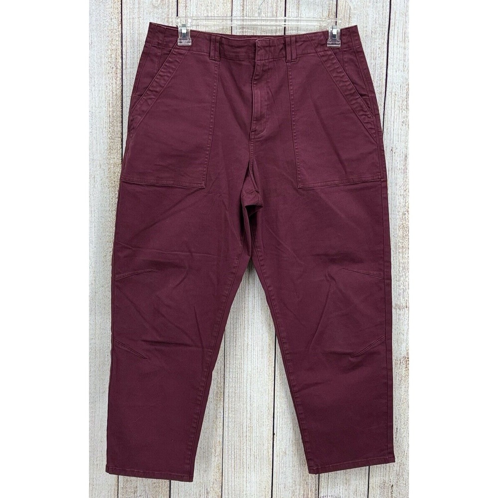 Pistola Pamela Utility Pants Size 32 High Rise Straight Trouser Bordeaux Crop